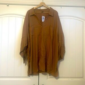 Torrid linen like blouse.  Plus size 6 (30/32). Tobacco brown.